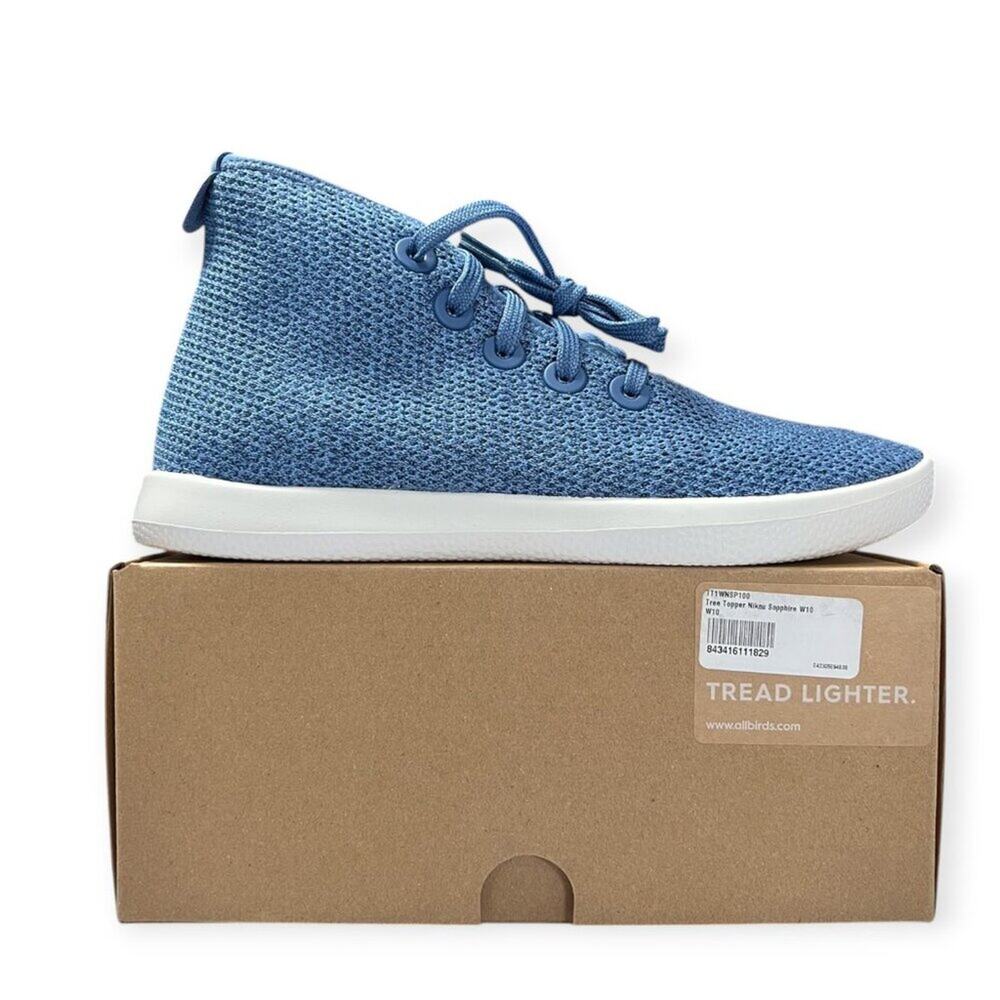 Allbirds Tree Topper High Top Sneakers SIZE 10 Sapphire Blue Eucalyptus NIB